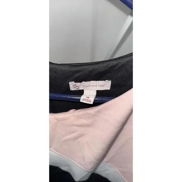 db established 1962 Black Pink White Striped Sleeveless Dress Size 14 - Picture 2 of 4